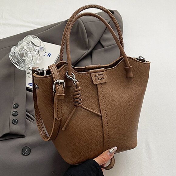 Handbags - Brand New Women Faux Leather Bucket Shoulder Messager Handbag /Brown